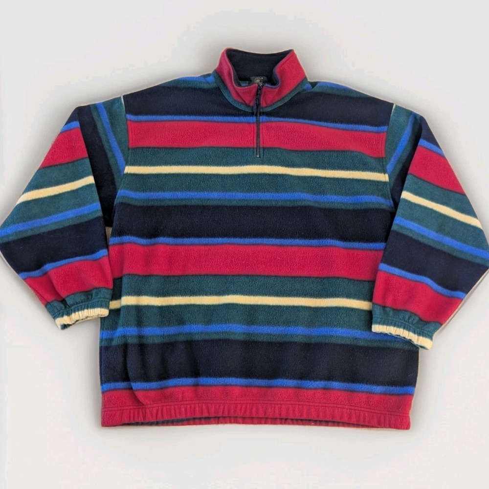VTG 90s Club Room Fleece Pullover Jacket Mens 2XL Southwestern Retro 1/4 Zip